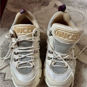 Gucci Cream White Chunky Lace-Up Platform Sneakers
Theres normal sign of wear